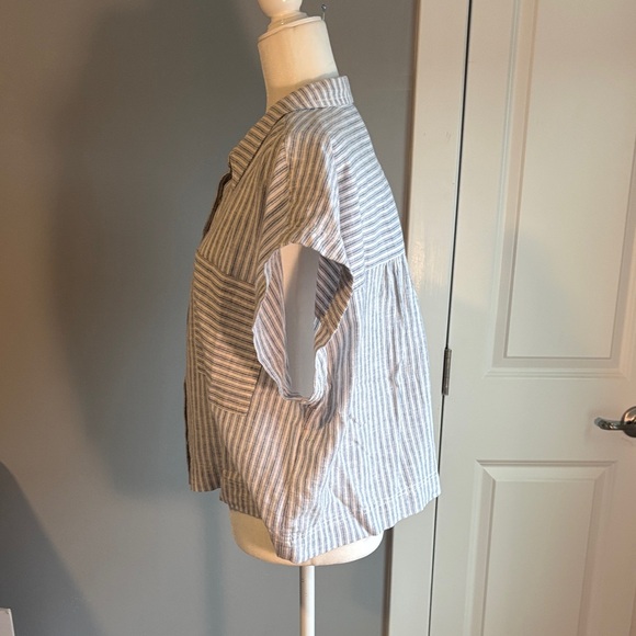 Pilcro Blue and White Striped Blouse - Picture 4 of 7